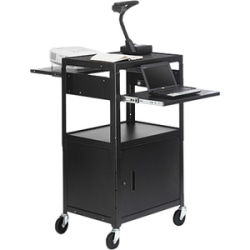 Bretford CA2642DNSE Multimedia Cabinet Cart - Up to 20" Screen Support - 3x Shelf(ves) - Hinged Door - 42" x 24"x 18" Depth - Steel - Black
