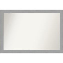 Amanti Art Non-Beveled Rectangle Framed Bathroom Wall Mirror, 27-1/2" x 39-1/2", Brushed Nickel