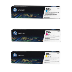 HP 130A 3-Color Cyan/Magenta/Yellow Toner Cartridges, Pack Of 3 Cartridges, HP130ACMY-OD