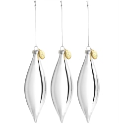 Martha Stewart Holiday Double-Pointed Ornament Set, 6"H x 2"W x 1-1/2"D, Silver, Set Of 3 Ornaments