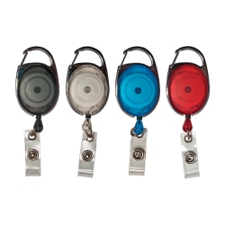 Advantus Retractable Carabiner-Style Badge Reel with Badge Strap, Assorted Colors, 20/PK