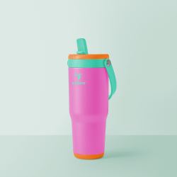 Base Brands Spill-Proof Tumbler With Handle, 24 Oz, Pink
