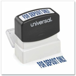 Universal Pre-inked Stamp - Message Stamp - FOR DEPOSIT ONLY - 1.69" Impression Width - Blue - Rectangle - 1 Each