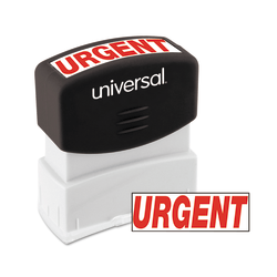 Universal® Pre-Inked Message Stamp, Urgent, 1 11/16" x 9/16" Impression, Red