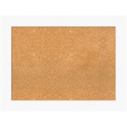 Amanti Art Rectangular Non-Magnetic Cork Bulletin Board, Natural, 33" x 25", Cabinet White Plastic Frame