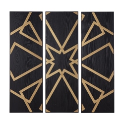SEI Mavlani Decorative Wall Panels, 39-3/4"H x 6"W x 16"D, Black/Gold, Set Of 3 Panels