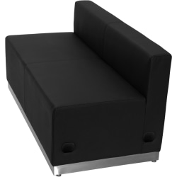 Flash Furniture HERCULES Alon Series LeatherSoft Loveseat with Brushed Stainless Steel Base, Black