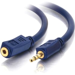 C2G 6ft Velocity 3.5mm M/F Stereo Audio Extension Cable - Mini-phone Male - Mini-phone Female - 6ft - Blue