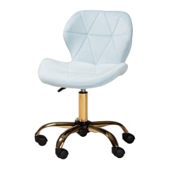 Baxton Studio Savara Velvet Mid-Back Office Task Chair, Aqua/Gold