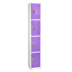 Alpine AdirOffice 4-Tier Steel Lockers, 72"H x 12"W x 12"D, Purple, Pack Of 4 Lockers