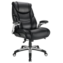 Realspace® Torval Big & Tall Bonded Leather High-Back Computer Chair, Black/Silver