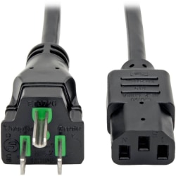 Tripp Lite Hospital Medical Power Cord 10A 18AWG 5-15P IEC-320-C13 15' 15ft - For Computer, Scanner, Printer, Monitor - 120 V AC Voltage Rating - 10 A Current Rating - Black
