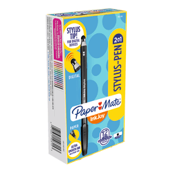 Paper Mate® InkJoy™ 2-in-1 Stylus Pen, Black Barrel, Pack of 12