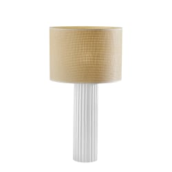 Adesso Primrose Large Table Lamp, 28-3/4"H, Woven Natural Shade/White Ribbed Ceramic Base