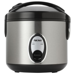 Aroma ARC-914SB 4-Cup Cool-Touch Rice Cooker, 8-11/16"H x 8-5/16"W x 8-11/16"D, Silver