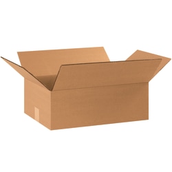 Partners Brand Flat Corrugated Boxes, 4"H x 11 1/4"W x 17 1/4"D, Kraft, Pack Of 25