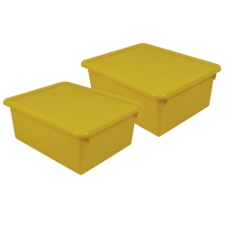Romanoff Stowaway Letter Boxes With Lids, 5-1/4"H x 10-1/2"W x 13-1/4"D, Yellow, Pack Of 2 Boxes