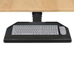 Fellowes® Solution 2CC Adjustable Keyboard Platform Combo For Diagonal Corner Worksurfaces, 2-1/2"H x 25"W x 10-1/2"D, Gel Palm Rest, Mousepad, Black