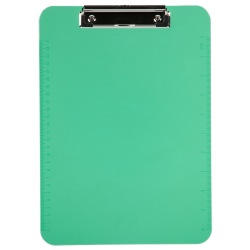 JAM Paper® Plastic Clipboards with Metal Clip, 9" x 13", Green, Pack Of 12