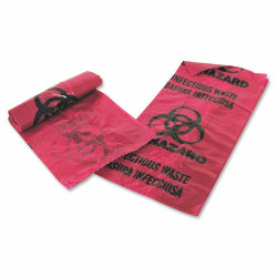 Unimed Stick-On Biohazard Infectious Waste Bags, 1 Gallon, Red, Box Of 100