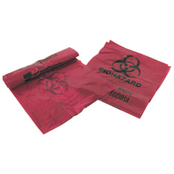Unimed Stick-On Biohazard Infectious Waste Bags, 3 Gallons, Red, Box Of 100