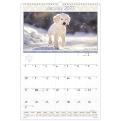 AT-A-GLANCE® 2027 Puppies Monthly Wall Calendar, Large, 15 1/2" x 22 3/4"