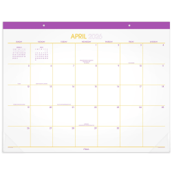 Mead® Color Pop 2026-2027 Monthly Desk Pad Calendar, Fuchsia, Standard, 17" x 21 3/4"