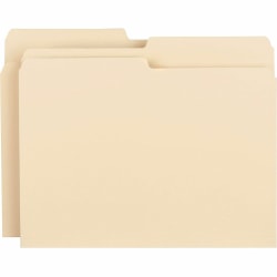 Business Source 1/2 Tab Cut Letter Top Tab File Folders - 8 1/2" x 11" - 3/4" Expansion - Assorted Tab Position - Manila - 100 / Box