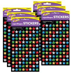 Trend superShapes Stickers, Colorful Foil Stars, 400 Stickers Per Pack, Set Of 6 Packs