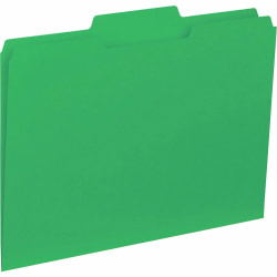 Business Source 1/3-Cut Colored Interior File Folders, 8 1/2" x 11", Letter Size, Green, Box Of 100 Folders