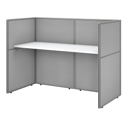 Bush Business Furniture Easy Office 60"W Cubicle Desk Workstation With 45"H Closed Panels, Pure White/Silver Gray, Standard Delivery