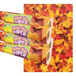Teacher Created Resources® Better Than Paper® Bulletin Board Paper Rolls, 4' x 12', Fall Leaves, Pack Of 4 Rolls