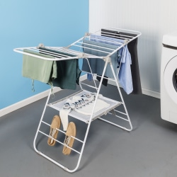 Honey Can Do Large Expandable And Collapsible Gullwing Clothes Drying Rack, 37"H x 23-1/2"W x 57"D, White