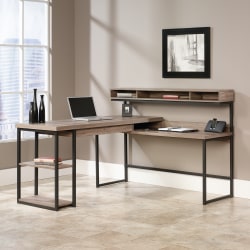 Sauder® Transit 61"W Multi-Tiered L-Shaped Corner Desk, Salted Oak