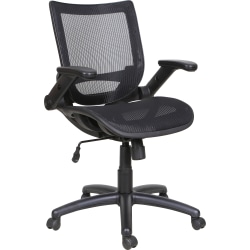 Lorell® Flipper Arm Mid-Back Mesh Task Chair, Black