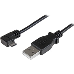 StarTech.com 0.5 m Right Angle Micro USB Cable - Charge and Sync Cable - USB to Micro USB - 24 AWG - 1.64 ft USB Data Transfer Cable for Tablet, Notebook, Phone - First End: 1 x Type A Male USB - Second End: 1 x Type B Male Micro USB - 60 MB/s