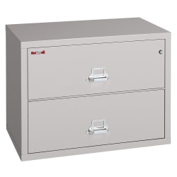 FireKing® UL 1-Hour 31-1/8"W x 22-1/8"D Lateral 2-Drawer Fireproof File Cabinet, Platinum, White Glove Delivery