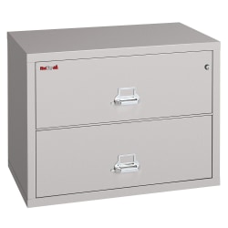 FireKing® UL 1-Hour 31-1/8"W Lateral 2-Drawer Fireproof File Cabinet, Metal, Platinum, White Glove Delivery