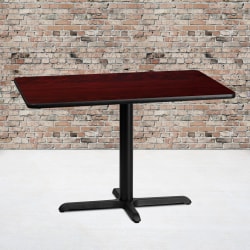 Flash Furniture Laminate Rectangular Table Top With Table-Height Base, 31-1/8"H x 30"W x 42"D, Mahogany/Black