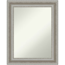 Amanti Art Non-Beveled Rectangle Framed Bathroom Wall Mirror, 29-1/2" x 23-1/2", Parlor Silver