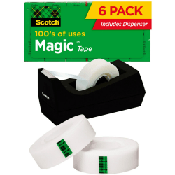 Scotch® Magic™ Tape With Desktop Dispenser, 3/4" x 1000", Clear, Pack of 6 rolls