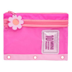 Office Depot® Brand 3-Ring Pencil Pouch With 10 Mini Erasers, 7" x 9-11/16", Pink