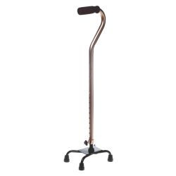 Medline Adjustable Foam Handle Aluminum Quad Cane, 29" - 38"H x 6"W x 8"D, Bronze