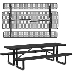 Leisure Craft Rectangle Outdoor Picnic Table, 29-11/16"H x 96"W x 62"D, Black