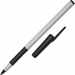 SKILCRAFT® Alphabasic Ballpoint Pens With Grip, Medium Point, White Barrel, Black Ink, Pack Of 12 (AbilityOne 7520-01-557-3155)