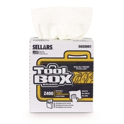 TOOLBOX® Z400 Interfold Pop-Up Wipers, 1-Ply, 8.5 x 16.5, White, 8/Carton