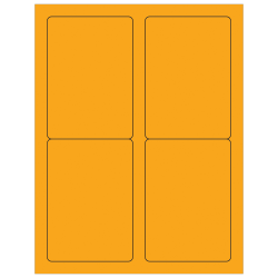 Tape Logic® Permanent Labels, LL176OR, Rectangle, 3 1/2" x 5", Fluorescent Orange, Case Of 400