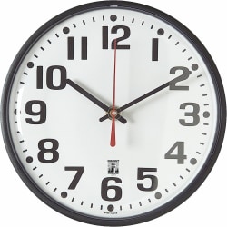 Skilcraft Self-Set Wall Clock, 8", Black Frame (AbilityOne 6645-01-557-3153)