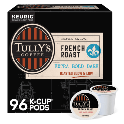 Tully's Coffee French Roast Keurig Single-Serve K-Cup Pods, Dark Roast, 24 Pods Per Pack, Case Of 4 Packs