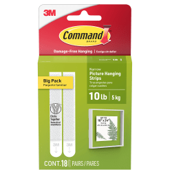 Command Narrow (10lb) Picture Hanging Strips, White, 18 Pairs (36 strips), 17207BPES